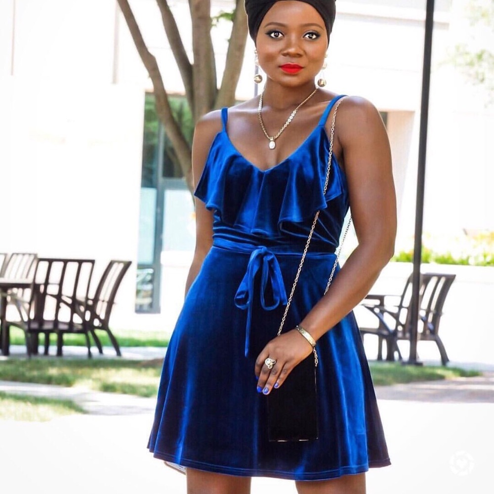 Velvet Blue Dress ( Worn Once)